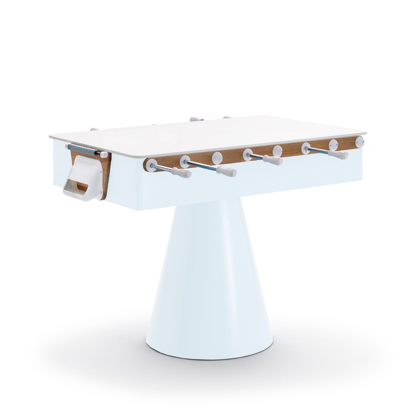 Ciclope White Foosball Table with entertainment top studio image