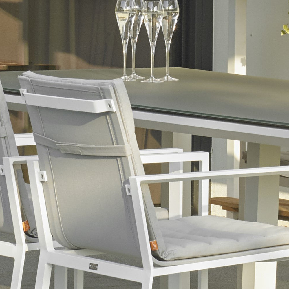 Primavera Bar Chair in white with contoured seat and back detail. 